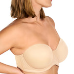 HSIA Strapless Bras for Women Large Breasts Non Slip Full Coverage Underwire Supportive Multiway Strapless Bra Plus Size Beige