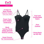 Maidenform Women's Tummy Shaping Thong Bodysuit, Multiway Thong Shaper, Firm Control