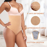 Werena Tummy Control Thong Shapewear for Women High Waist Shaping Underwear Seamless Shaper Panties(C# Beige (High Waisted), Small)