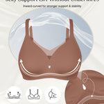 Popilush Tshirt Bras for Women No Underwire Supportive Mesh Bra Seamless Push Up Full Coverage Everyday Bralettes Brown