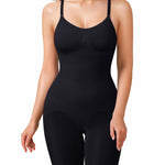 BRABIC Waist Trainer Bodysuit for Women Tummy Control Shapewear Round Neck Seamless Butt Lifter Full Body Shaper (Large, Black Mid Thigh)