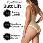 herslims Tummy Control Bodysuit for Women, Sculpting Shapewear, Brief, Thong, or Mid-Thigh Faja, Beige Thong L/XL