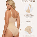 BRABIC Bodysuit Shapewear for Women Tummy Control Panties Seamless Sleeveless Tops V-Neck Camisole Jumpsuit (Beige Brief, X-Small/Small)