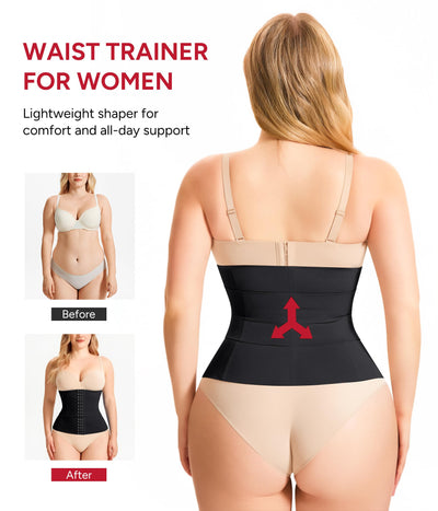 Nebility Segmented Waist Trainer for Women Corset Shapewear Waist Cincher Faja Body Shaper Tummy Control(Black,XXX-Large)
