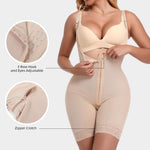 woahee Fajas Colombianas Moldeadoras Shapewear for Women Tummy Control Body Shaper Butt Lifer Postpartum Compression Garment with Zipper Crotch Beige SW01-L