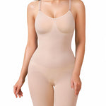 BRABIC Waist Trainer Bodysuit for Women Tummy Control Shapewear Round Neck Seamless Butt Lifter Full Body Shaper (Small, Beige Mid Thigh)