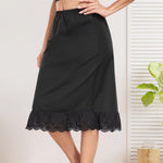 MANCYFIT Half Slip for Women Under Dresses Skirt Extenders with Lace Trim Non Cling Underskirts Black 3X-Large