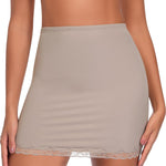 Werkiss Slip Skirt for Under Dress Women Lace Half Slip Slim Fit Slips Above Knee Mini Underskirt (Nude,S)