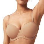 HSIA Strapless Bras for Women Large Breasts Non Slip Full Coverage Underwire Supportive Multiway Strapless Bra Plus Size Dark Beige