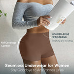 FallSweet BoyShort Underwear for Women No Show Seamless Panties Smooth Boxer Briefs Stretch Shorts, Coffee, M