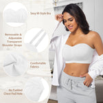 ONEW Strapless Bras for Women Non-Slip Silicone Bandeau Bra Seamless Wireless Tube Top Bralette,White,Medium