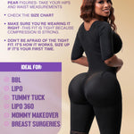 Snatched Body - Women's Stage 1 Faja Colombianas with Bra Shapewear BBL Post Surgery Compression Garment Butt Lifting Black 2XL