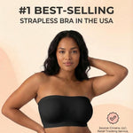 SHAPERMINT Strapless Bra, Wireless Non-Slip Bandeau, Convertible Straps, Molded Strapless Bras for Women S to Large Breasts Black