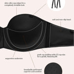 HSIA Strapless Bras for Women Push Up Seamless Underwire Padded Balconette Demi Convertible Bra for Small Busts Black 34C