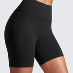 CRZ YOGA Secretsculpt Butterlift Biker Shorts 6"- No Front Seam High Waist Womens Workout Gym Booty Scrunch Butt Black Medium