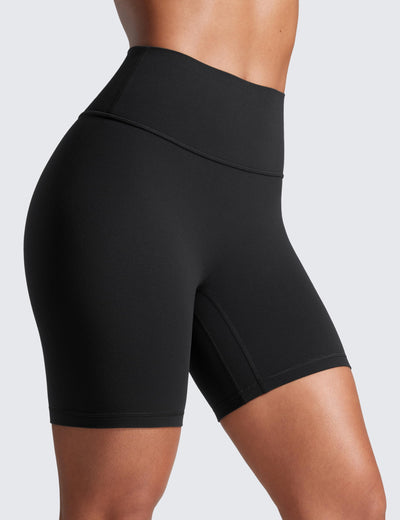 CRZ YOGA Secretsculpt Butterlift Biker Shorts 6"- No Front Seam High Waist Womens Workout Gym Booty Scrunch Butt Black Medium