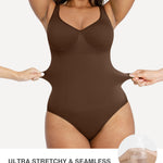 Lover-Beuaty Seamless Shapewear Bodysuits for Women Tummy Control Body Suit V Neck Seamless Body Shaper Black