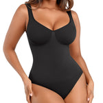 Lover-Beuaty Seamless Shapewear Bodysuits for Women Tummy Control Body Suit V Neck Seamless Body Shaper Black