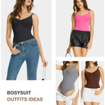 Lover-Beauty Bodysuit for Women 3 Piece, Seamless Shapewear Bodysuit with Strap, Body Shaper【Black、White、Pink】
