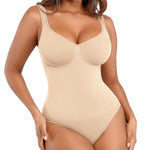 Lover-Beuaty Seamless Shapewear Bodysuits for Women Tummy Control Body Suit V Neck Seamless Body Shaper Black