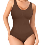 Sculpting Bodysuit Shapewear for Women Tummy Control Body Shaper Cami Seamless Shaping Bodysuit Girdle(C#Coffee Briefs wide straps,XL)