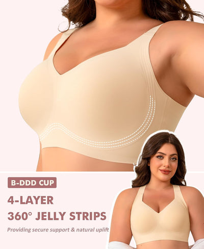 Wireless Minimizer Jelly Bras for Women No Underwire Plus Size Bra with Support Lift Full Coverage Comfortable Seamless Bra
