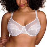 HSIA Minimizer Bras for Women Enchante Full Coverage Underwire Bras Plus Size Lifting Floral Lace Bra for Heavy Breast White