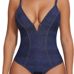 SHAPERIN Women's Deep V Neck Bodysuit Double Lined Plunge Tummy Control Shapewear Thong Body Suits Backless Cami Tank