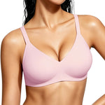 Gailife Smooth Wireless Jelly Bras for Women No Underwire Seamless Push Up Bra Full Coverage Soft Suppor Tshirt Bralettes -PK,M Pink