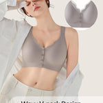 Gailife Front Closure Bras for Women Seamless Wireless Comfort Supportive No Underwire Convenient Mastectomy Bralettes, Grey, L