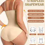 Werena Strapless Shapewear Bodysuit for Women Tummy Control Seamless Full Body Shaper with Removable Straps Under Dress (Nude,L)