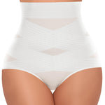 Werena Tummy Control Shapewear Panties for Women High Waisted Body Shaper Slimming Shapewear Underwear Girdle Panty(White-smooth Fabric,Large)