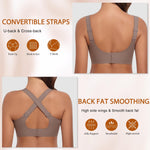 Werena Womens Jelly Wireless Bras Plus Size Minimizer Comfortable Bra Full Coverage Supportive No Underwire Seamless Tshirt Bralette (Coffee,2XL)