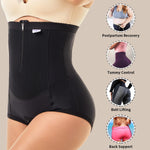 MOVWIN Postpartum Belly Wrap C Section Panties Belly Band Abdominal Compression Corset Girdle Shorts with Zipper Black