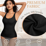 ONEW Shapewear Camisoles Seamless Tummy Control Compression Tank Tops Waist Trainer Body Shaper for Women,Black,Medium