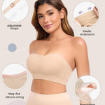 Finduself Strapless Bras for Women Non-Slip Padded Bandeau Bra Wireless Tube Top Bra Including Clear Straps
