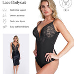 Popilush Shapewear Bodysuit Lace Corset Tops for Large Bust Tummy Control Low Back V Neck Thong Bodysuits for Women