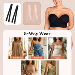HSIA Strapless Bras for Women, Longline Corset for Large Bust Plus Size Supportive Bustier Minimizer Convertible Bandeau, Black 34DD