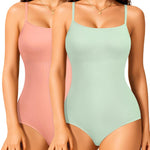 Irisnaya 2-Pack Shapewear Bodysuits for Women Tummy Control Body Suit | Two colors and a square neckline suit work or nights out. Adjustable straps and a hook-and-eye gusset add convenience.