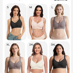 Gailife V Neck Front Closure Bras for Women Wireless Full Coverage Mastectomy Bralettes Comfortable Seamless Everyday Bra, Grey, XL