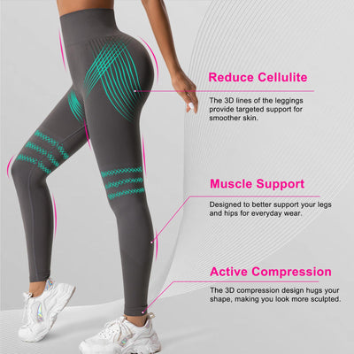 Cellulite Compression 3D Leggings, Anti Cellulite Leggins for Women, Redefine Your Silhouette Effortlessly, Push-Up Sculpting Yoga Fitness Sport Tights Pants (Black, M)