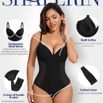 SHAPERIN Shapewear Bodysuit for Women Built in Bra Tummy Control Body Suit Backless Thong Low Back Body Shaper
