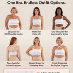 SHAPERMINT Strapless Bra, Wireless Non-Slip Bandeau, Convertible Straps, Molded Strapless Bras for Women S to Large Breasts White