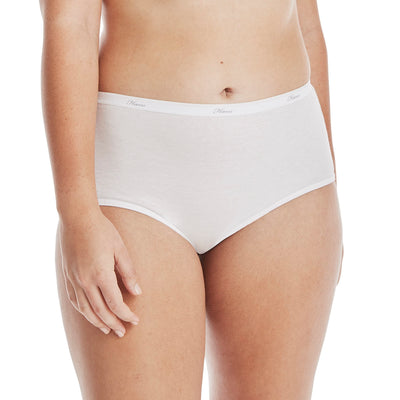 Hanes Womens High-waisted Panties, 6-pack, Moisture-wicking Cotton (Colors May Vary) Briefs-underwear, White, 7 US