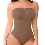 Werena Strapless Shapewear Bodysuit for Women Tummy Control Seamless Full Body Shaper with Removable Straps Under Dress (Brown,S)
