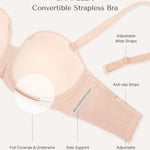 SHAPELLX Women's Bra Convertible Strapless Underwear with Underwire Support Lift Push Up Bras for Large Breasts(Beige,36D)