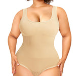 Nebility Plus Size Bodysuit Shapewear Tummy Control Body Shaper for Women Seamless Body Suit Sleeveless Going Out Tops (Beige Plus Size, 0X)
