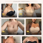 Vertvie Strapless Bra for Large Breast No Show Push Up Non-Slip Bandeau Bra(Praline,36C,Wireless)