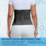 Postpartum & Post Surgery Abdominal Binder. Postpartum Belly Band Support Recovery after C-Section, Natural Birth, Hysterectomy, Hernia Belt (Black,L)