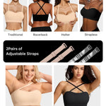 Vertvie Strapless Bra Wireless Non-Slip Push Up Bandeau Bras for Women Full Support Tube Tops Padded Bralette S-Large Breasts(Beige,Medium)